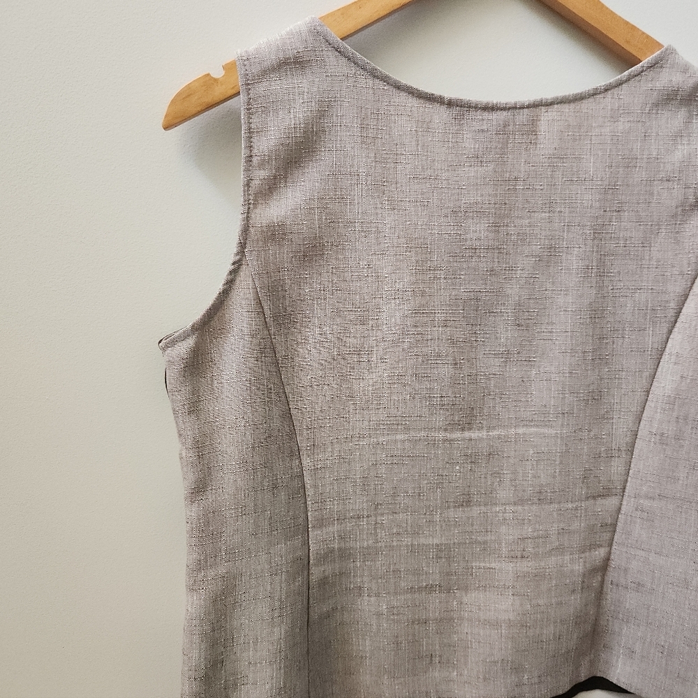 Perceptions Petite Size 10 Striped Tank Top Sleeveless Side Zipper Neutral - Picture 9 of 9